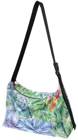 MCHIVER Sukkulenten Kaktus Hobo Schultertasche für Damen und Herren, PU-Leder, Crossbody-Tasche, lässige Tragetasche, Handtasche für Arbeit, Reisen, Einkaufen, Sukkulenten Kaktus, Einheitsgröße