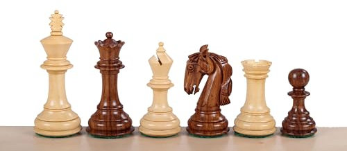 Sunrise Chess & Games Colombian Schachfiguren - Akazie & Buchsbaum, 3,75 Zoll, Handgeschnitzt, Schwer, Exotisches Holzdesign