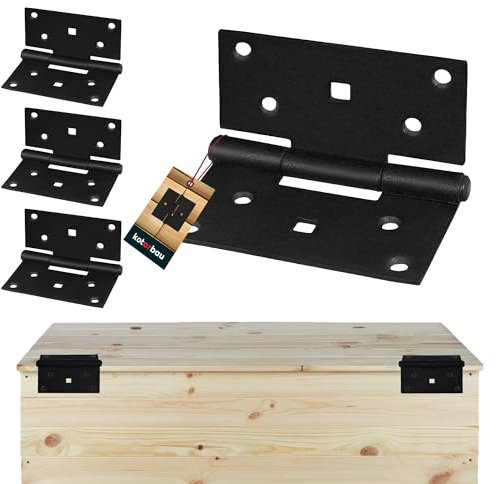 KOTARBAU® 4 x Charnière INOX à congé chantier 90x95mm en acier noir peint par pulvérisation| Charniere Porte Lourde | Charniere Inox |Charnières de Portes |Charniere Plate |Charnieres |Charnière Porte