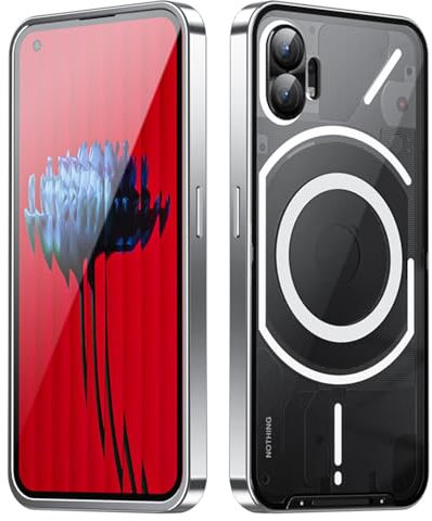 XMTON Coque pour Nothing Phone (2) pour Magsafe, Coque de Cadre en métal, Protection de l'appareil Photo, Coque de téléphone Ultra - Mince Antichoc, Anti-Traces de Doigts et Anti-Rayures, Argent