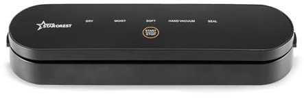 STARCREST Vakuumiergerät, Vakumierergerät für Lebensmittel, Vakuumierer zum Verpacken von Essen, Vacuum Machine als Einschweissgerät Vakuum für Lebensmittel, mit 10 Vakuum Gerät Beuteln, Schwarz