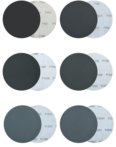 60Pcs 125mm Sanding Discs for Auto Detailing, 5 Inch Sandpaper 400/800/1000/1200/1500/2000 Grit for Car Paint Repair, Metal & Glass Polishing(Wet & Dry)