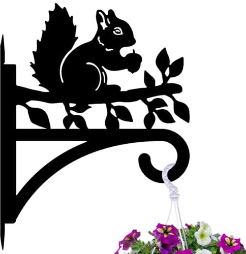 Peacoblue Iron Plant Hangers Hooks for Outdoor Indoor Hanging Plants Flower Fern Pots Lantern Bird Feeder Wind Chimes, 30cmx40cm Squirrel Weather Resistant Metal Wall Holder for Porch Garden Farmhouse