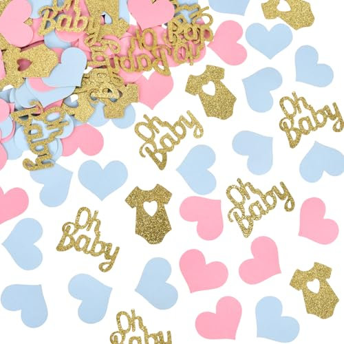 100 confettis décoratifs pour bébé - Rose et bleu - Décoration de table pour fête prénatale - Décoration de fête prénatale - Décoration de fête prénatale - Décoration de fête prénatale et d'anniversai