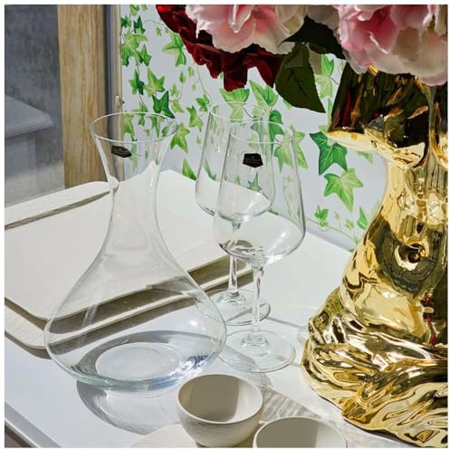 Fade Set 3 pezzi Decanter con 2 calici per vino in vetro trasparente Sandra 450 ml/1500 ml