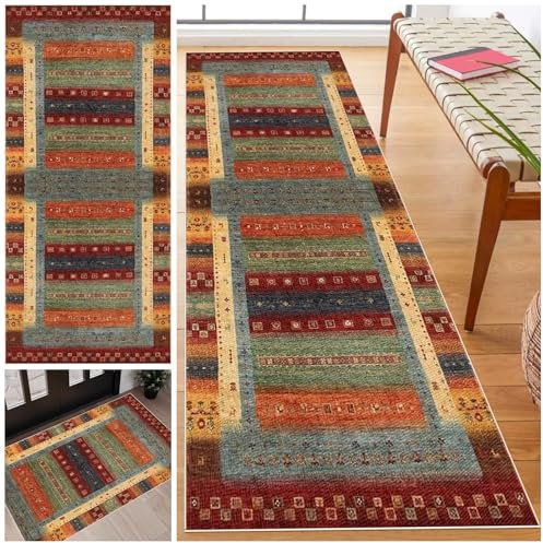 Laegnfho 50 x 100 cm Teppich Läufer Flur Küchenteppich Waschbar rutschfest Küchenläufer Modern Carpet Fussmatte Innen Teppichläufer Teppichläufer auf Maß Meterware Flurteppich für Küche FlurWohnraum