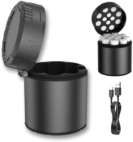 Battery Charger for Rechargeable Batteries, 12-slot AA & AAA Lithium Batteries Charger, USB-C Fast Charging, 12 Independent Slot, Input DC 5V 2A, Output 5V 500mA, Integrated Charing Storage Box, Black