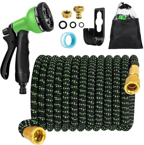 FASCINATDECO Manguera Jardin Extensible 7.5 Metros con 8 Funciones de Riego - Manguera Jardin Enrollable de Polyester 2700D - Conectores de 1/2, 3/4 y Universal Para Grifo Incluido - Garden Hose
