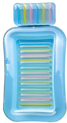 Veesper 69 x 43 x 8 PVC PVC aufblasbares Bräunungsbadbett mit Kissen- und Getränkehalter, tragbare Blow-up-Sonne für Strand, Sonnenbad und Entspannung am Pool