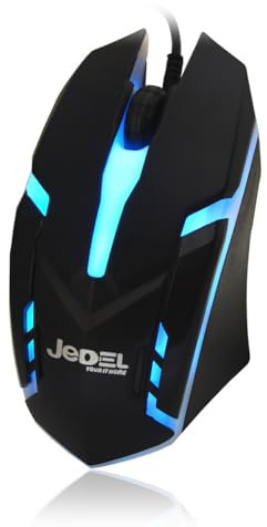 JUSTOP Value PC Gaming Mouse With 7 Colour LED Lights, USB Wired Plug And Play, 1000Dpi, Compatible With Desktops, Laptops, Xbox, PS4, PS5