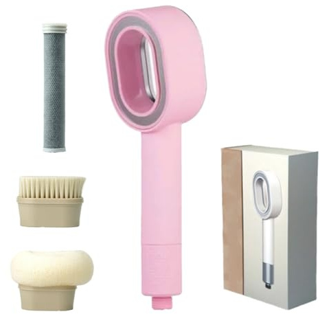 Duschkopf Doodle Massage Duschkopf Mit Filter Hochdruck Duschkopf Duschkopf Mit Filter Gegen Kalk Für Entfernen Vom Harten Wasser Rest-Chlor Schwermetall Und Zubehör (Rosa)