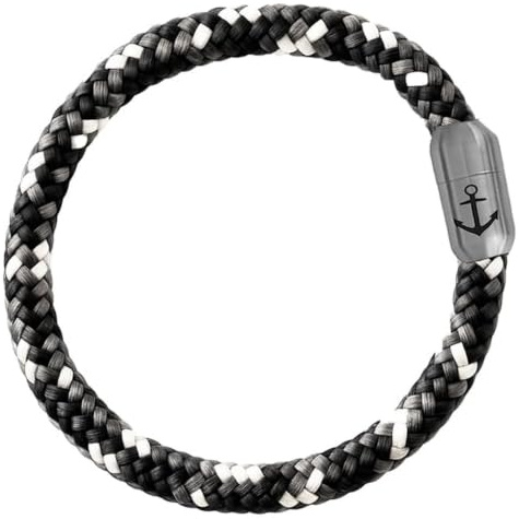 Paris Montana Boho und Nautik Segeltau-Armband 8 mm – Ankergravur, Magnetverschluss – Damen und Herren