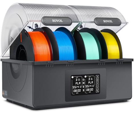 Sovol SH03 Secador Filamento 3D 4 Rollos 85 ℃ Máx，Gris | Filament Dryer ventiladores de circulación/eliminación de humedad automática/modo de secado automático para PLA PETG