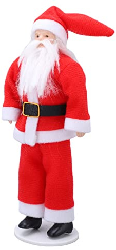 Fauitay 1:12 Puppenhaus Keramik-Weihnachtsmann, Drehbarer, Beweglicher Weihnachtsmann mit Standfuß für Puppenhaus-Dekoration, DIY-Zubehör