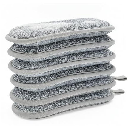 Reusable Washing Up Sponge,cleaning sponges,6-Pack | Eco-Friendly, Dual-Sided Non-Scratch Sponges for Kitchen & Bathroom, 16x9.5cm Long-Lasting Cleaners