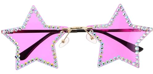 SHINEOFI Stern Sonnenbrille Randlose Glitzer Brille Für Frauen Party Bachelorette Festival Halloween Outdoor Brillen