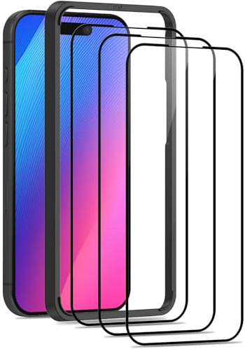 Elecshion [3 Pack] Screen Protector for iPhone 15 Pro 6.1 Inch, Tempered Glass with Easy Installation Tool,9H Hardness,Anti-Scratch, Case-Friendly, Film