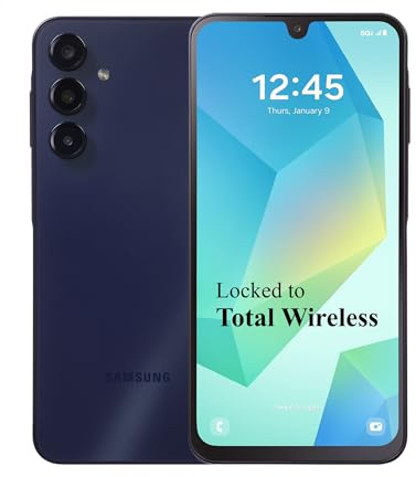 Total Wireless Samsung Galaxy A16 5G, 128GB, fotocamera tripla da 50MP, smartphone Android, display FHD+ Super AMOLED da 6,5 pollici, batteria a lunga durata, bloccata a un impressionante nero