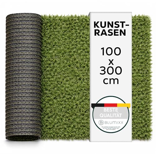 Kunstrasen 100x300 cm – Täuschend Echter, Pflegeleichter Grasteppich für Balkon, Terrasse & Garten, Weiche Textur, UV-Beständig, Leicht Zuschnittbar, mit Drainagelöchern, Robust & Langlebig