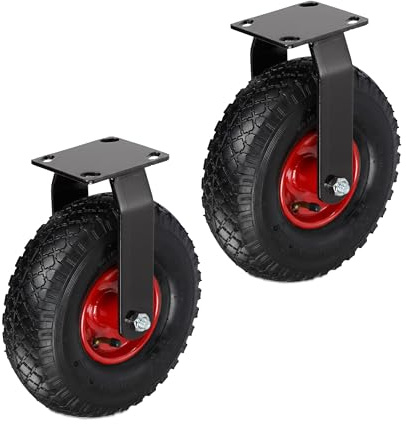 Relaxdays Bockrolle 2er Set, 3.00-4, bis 120 kg, Gummi, Stahlplatte, luftbereift, Schwerlastrad, Gummirolle, Farbwahl