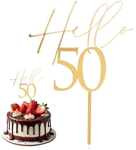 Tortendeko 50 Geburtstag,Happy Birthday Cake Topper aus Gold Acryl,50. Cake Topper Geburtstag,Geburtstagskuchen Stecker und Dekoration,für Geburtstags Party tortendeko,Jubiläen,für Damen und Herren