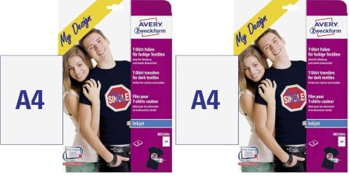 Avery Zweckform Textilfolien für farbige Textilien 210x297 mm 8 Blatt (Packung mit 2)