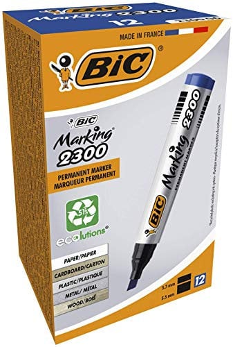 BIC Marking 2300 ECOlutions Permanent Markers - Blue, Box of 12