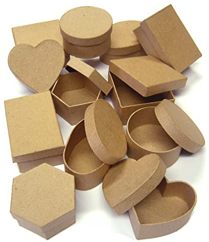 Major Brushes Paper Mache Gift Craft Boxes - Pack of 12