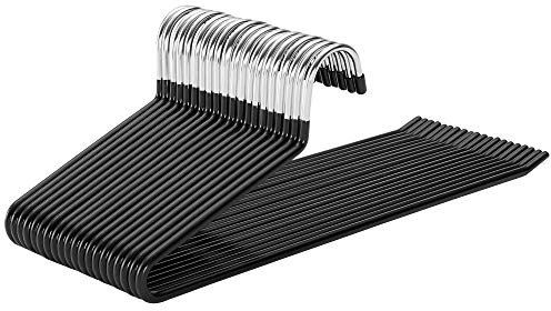SONGMICS Appendini per Pantaloni, 20 Pezzi, Grucce per Pantaloni in Metallo con Copertura Antiscivolo, Larghezza 38 cm, Salvaspazio, Nero CRI004-20