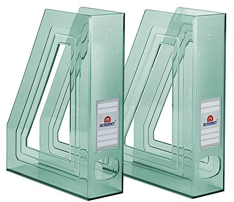 Acrimet Stehsammler Zeitschriftensammler Organizer (Kunststoff) (Grün Transparent Farbe) (2 Stück)
