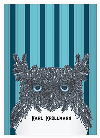 Kartenkaufrausch 4 personalisierte, Edle Streifen DIN A4 Schulhefte, Rechenhefte mit Cooler Eule auf blau Lineatur 22 (Kariertes Heft)