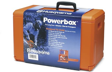Husqvarna 100000107 Powerbox Chainsaw Carrying Case Compatible Gas chainsaws, Chainsaw Case for Chainsaw Accessories, Filing Equipment and Oil, Orange