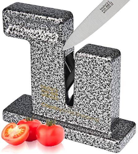 Taylor’s Eye Witness Knife Sharpener - Gun Metal Grey Chantry Manual Kitchen Knife Sharpener. Sharpens Plain or Serrated Knife Blades. Requires No Batteries or Mains Electric Supply.