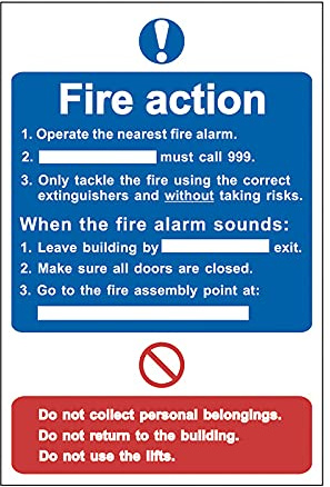 ‘Fire Action Procedure’ Sign, Self-Adhesive Semi-Rigid PVC (200mm x 300mm)