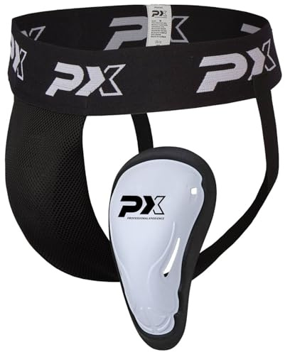 BAY Shock Tech Tiefschutz mit Mesh-Gewebe für Kampfsport und Handball, Herausnehmbarer Pantalbecher mit Gummirand, Weiß, Größen S-XL
