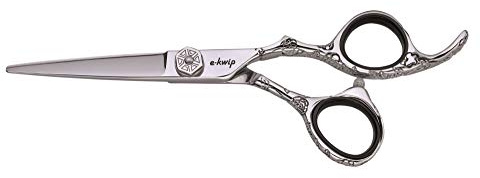 E-Kwip Flower Profi Haarschere - Friseurschere in 5,5 Zoll aus Japanstahl, mit ergonomischen Offset-Design & Blumenornamenten