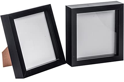 Nicola Spring 3D Shadow Box Photo Frames - 6x6 (15x15cm) - Pack of 2 - Black 3D Photo Frame Box Picture Frame Box Memorabilia Display Case for Crafts, Keepsakes, Wedding, Graduation