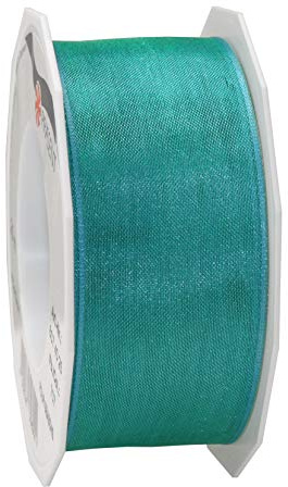 Präsent - Four Seasons Organza Wired Edge Ribbon Sea Green 40 mm Width, 25 m Length