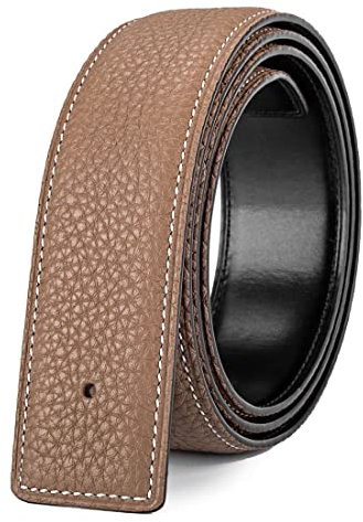 Vatee's Damen/Herren Echtleder-Ersatz-Gürtelriemen ohne Schnalle 38mm breit 110cm lang Khaki