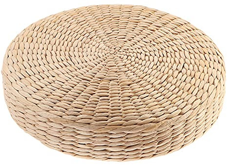 MagiDeal Handgefertigtes, umweltfreundliches, gestricktes, gestricktes flaches Sitzkissen aus Stroh im japanischen Stil, handgewebtes Tatami-Bodenkissen - 50x50cm