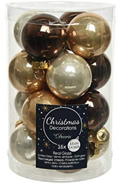 Glaskugeln Weihnachtskugel Weihnachtsbaum Weihnachtsdekoration Christbaumschmuck - 16 Stück Ø3,5 cm braun mix