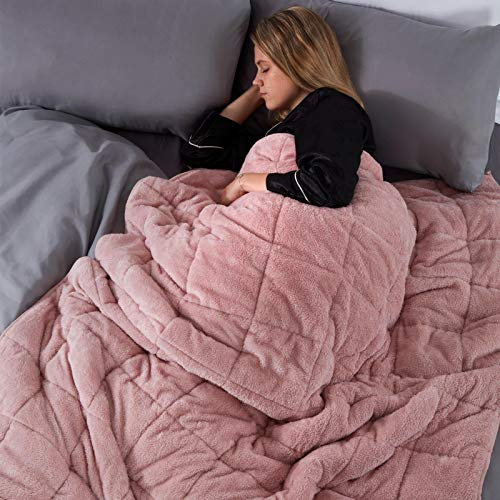 Brentfords Teddy Weighted Blanket for Adults Sleep Therapy Anxiety Stress Relief Super Soft Throw, Blush Pink, 125 x 150cm - 4kg(Disclaimer: Only suitable for age 3+ years)