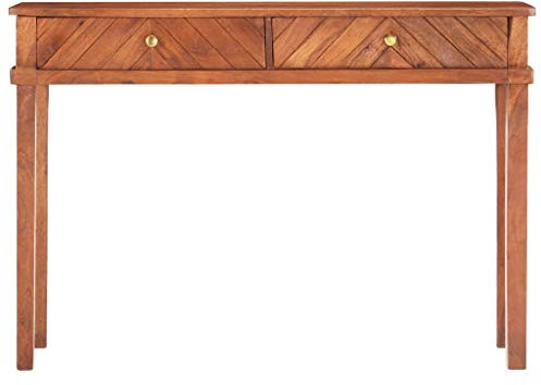 Tidyard Konsolentisch Massivholz Akazie Konsole mit 2 Schubladen Schreibtisch 110 x 40 x 76 cm Landhaus-Stil Sideboard Modern Massiv dunkel-braun Echt-Holz Natur Anrichte Konsole Sekretär Tisch Flur