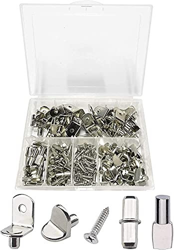 Sandiyago 150 Stück 5 Stil Bodenträger - Regalstifte aus Edelstahl für die Unterstützung von Schrankregalen für Möbel, Schränke, Schränke, Bücherregale, Regale