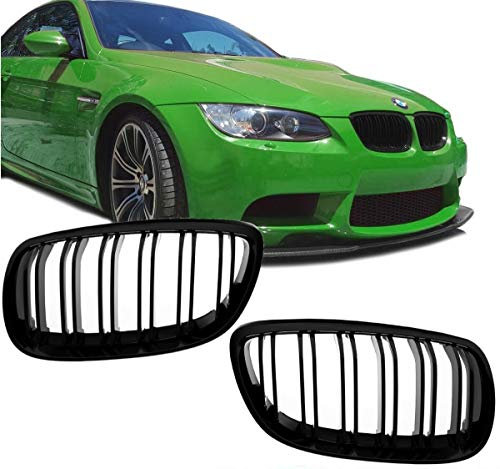 DM Autoteile SET Doppelsteg Kühlergrill Schwarz GLANZ passt für 3er E92 E93 06-10 + M M3