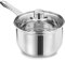 LEWIS'S Induction Pouring Saucepan with Glass Lid - Mirror Polished Stainless Steel, Stay Cool Handles (20cm)