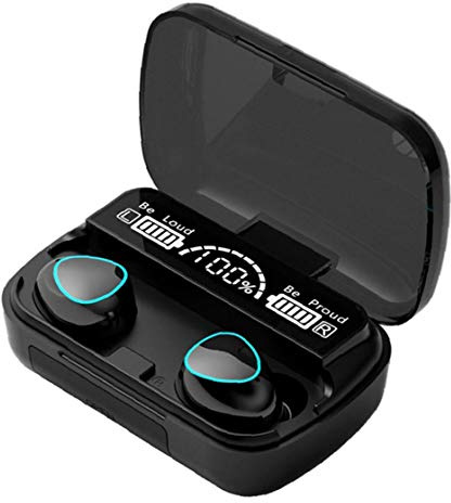 Canjerusof Bluetooth Earbuds TWS Wireless Earphones Waterproof in-Ear Earbuds M10 Earphones 9D Stereo Sport Headsets with Microphone Charging Box Black