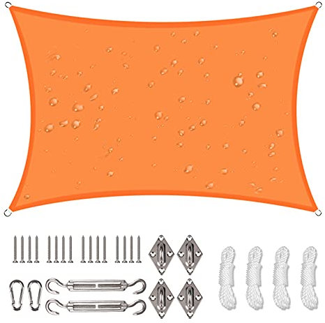 NAKIHOUSE Sonnensegel Wasserdicht mit Befestigungs Kit, 2 x 3 m UV Schutz Sonnenschutz Segel für Garten, Balkon & Terrasse