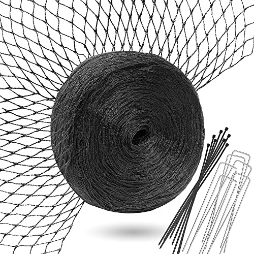 lampox Vogelschutz-Netz schwarz, Obstbaumnetz, Gartennetz, Teichnetz, Pool Netz, Vogelabwehr-Netz, Laubnetz, robust, 15x Erdhaken & 15x Kabelbinder (4 x 5m)
