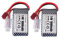 ZYGY 2PCS 7.4V 1000mah T-type Plug Lithium Battery for 18858 18859 18859A 18859E HM163 HM164 35-DJ03 35-DJ04 SN-DJ02 16889 16889A 16890 2845 2846 Q901 Q902 Q903 RC Car Drone Aircraft Battery